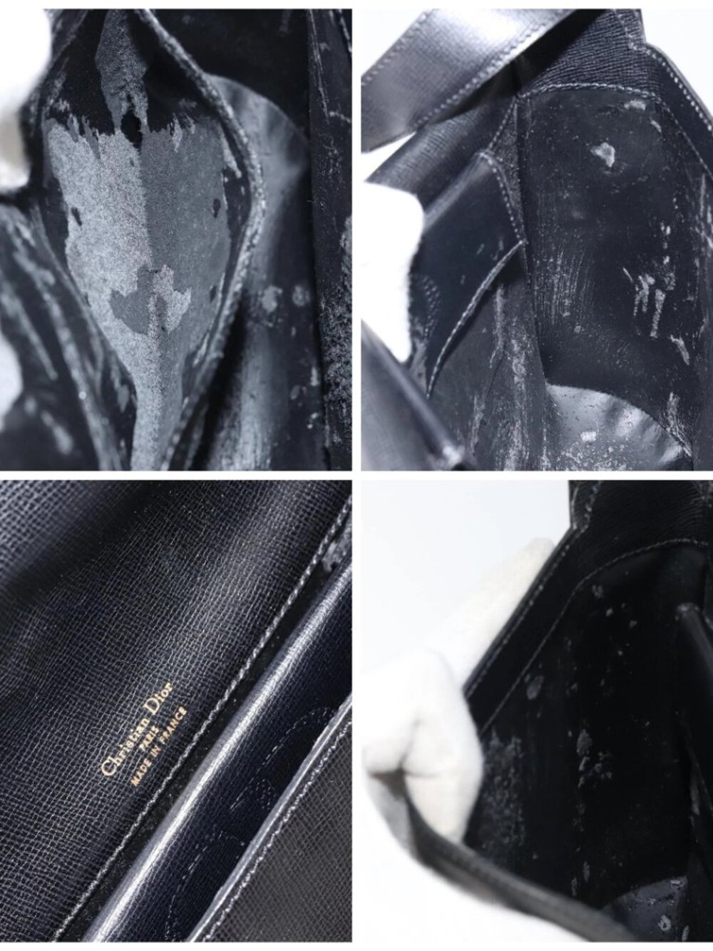 Christian Dior Shoulder Bag Leather Black Gold Auth 160970 - Picture 15 of 16